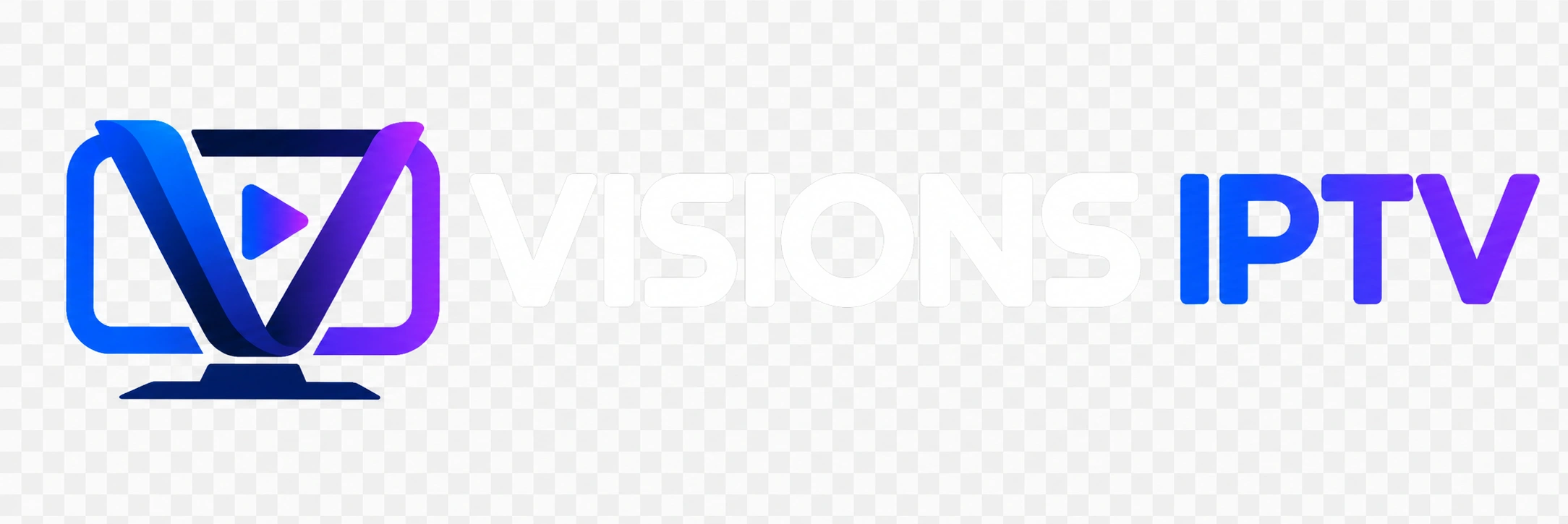 Logo Visions IPTV blanc pour fond sombre
